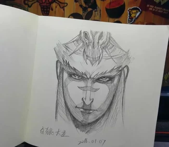 短发男性角色的头部速写