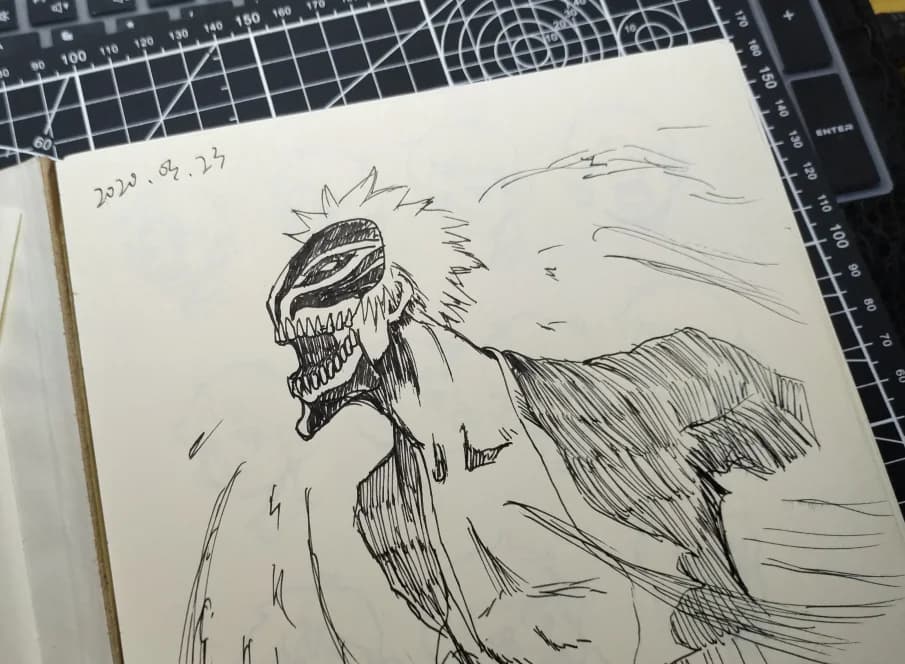 黑色共生体风格角色的侧面速写